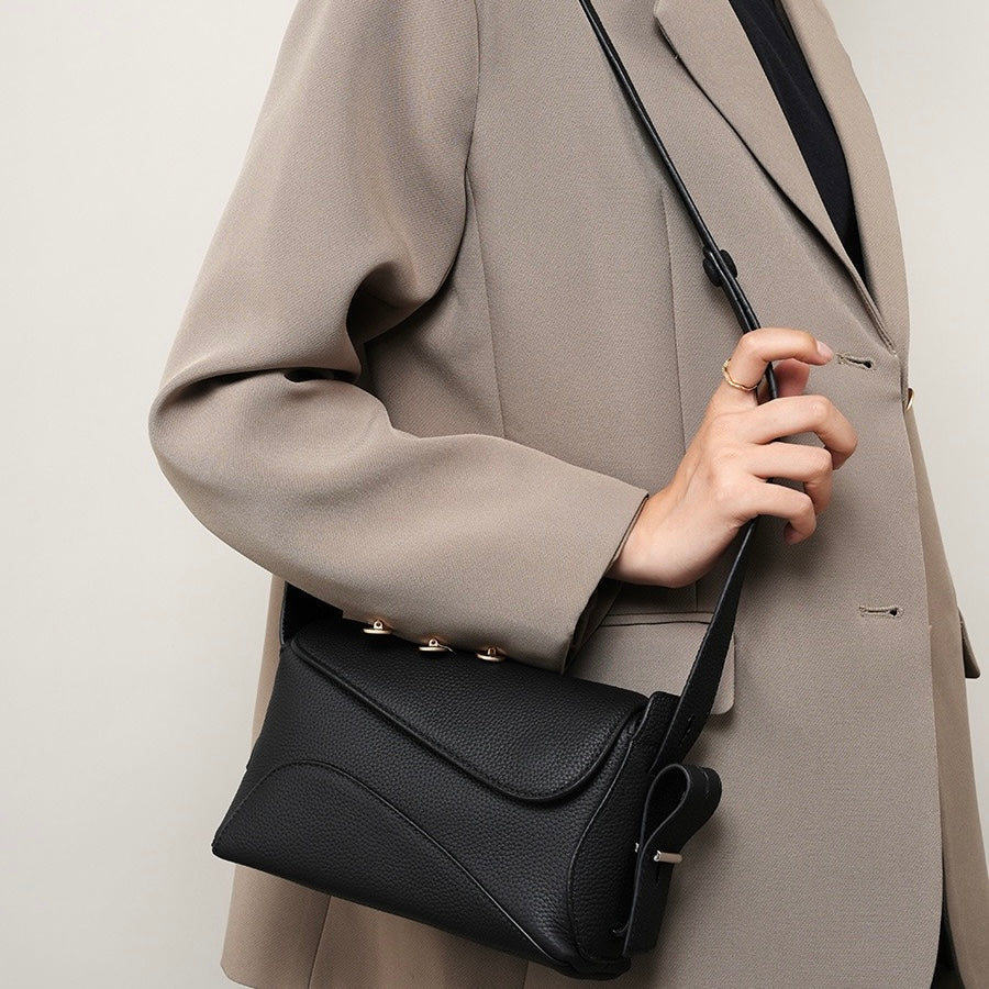 Women's Luxe Grained Leather Asymmetric Crossbody Bag