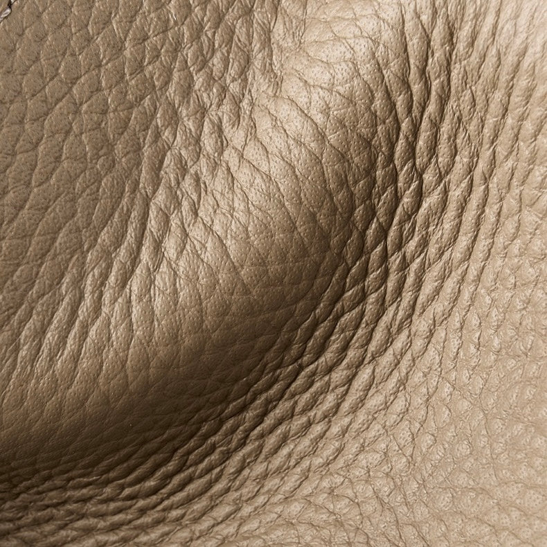 Classic Gold-Trimmed Genuine Leather Bucket Handbag