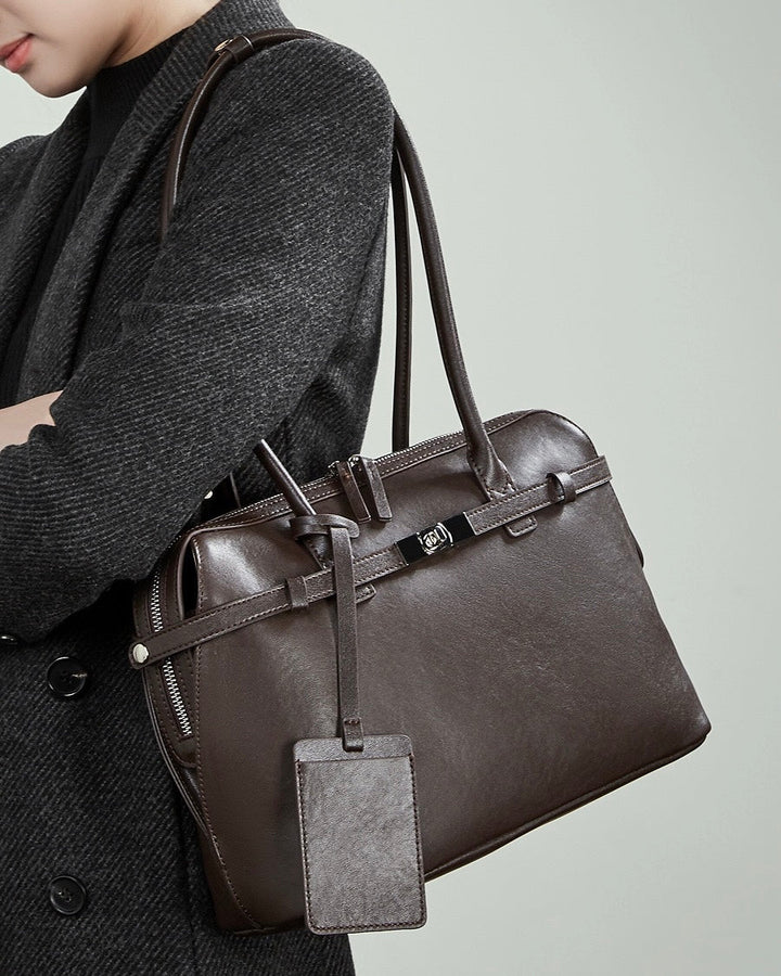 Women's Eclipse Genuine Leather Structured Tote Bag