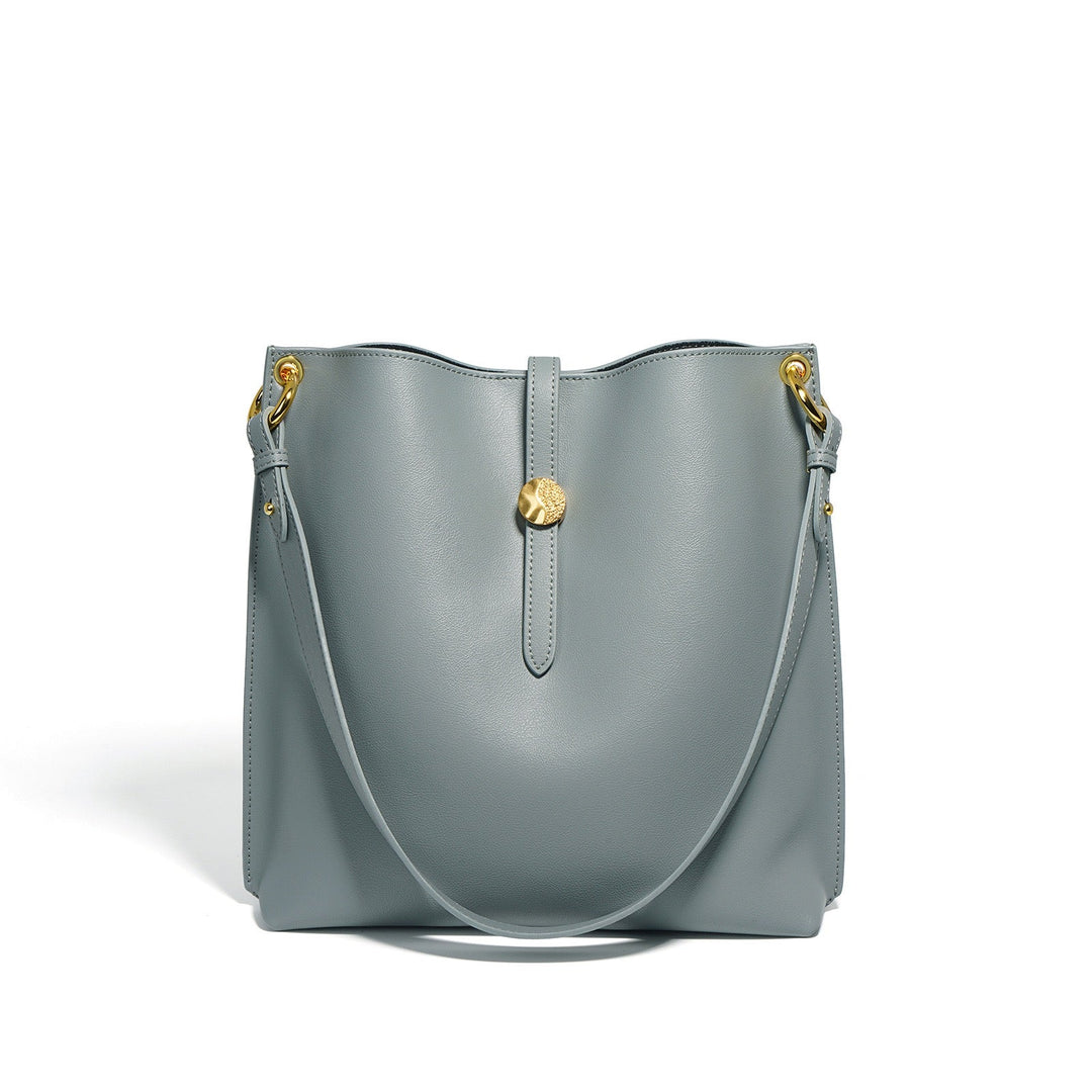Women’s Genuine Leather Commuter Bucket Tote Bag