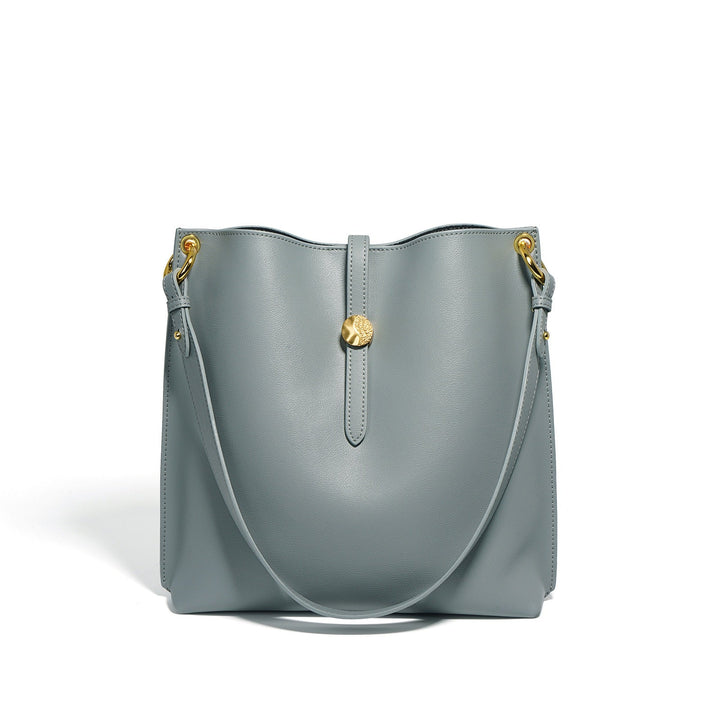 Women’s Genuine Leather Commuter Bucket Tote Bag