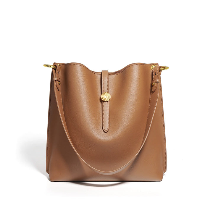 Women’s Genuine Leather Commuter Bucket Tote Bag