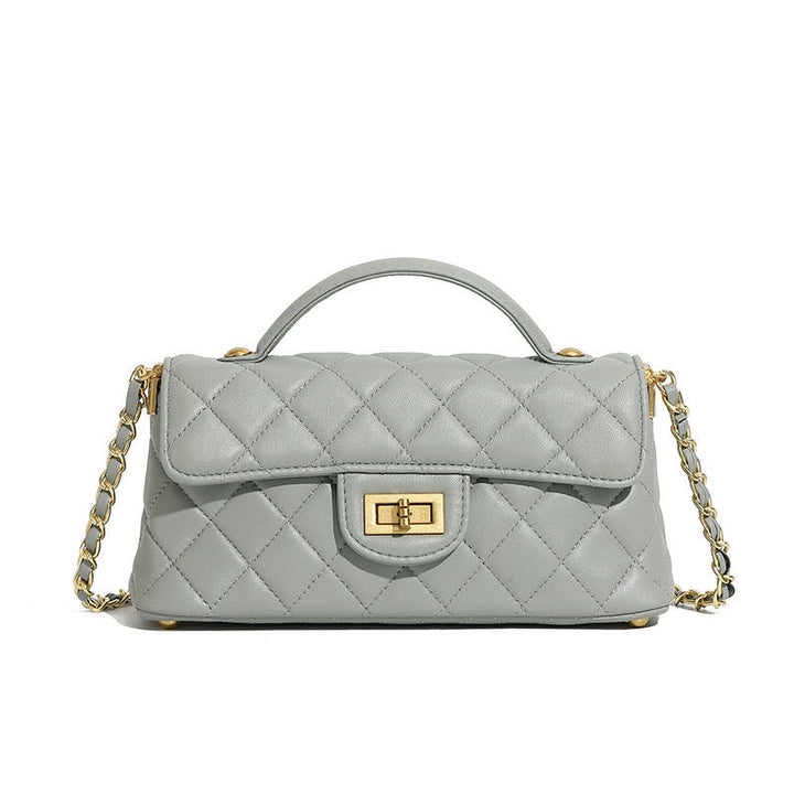 Women’s Genuine Leather Quilted Chain Shoulder Crossbody Bag