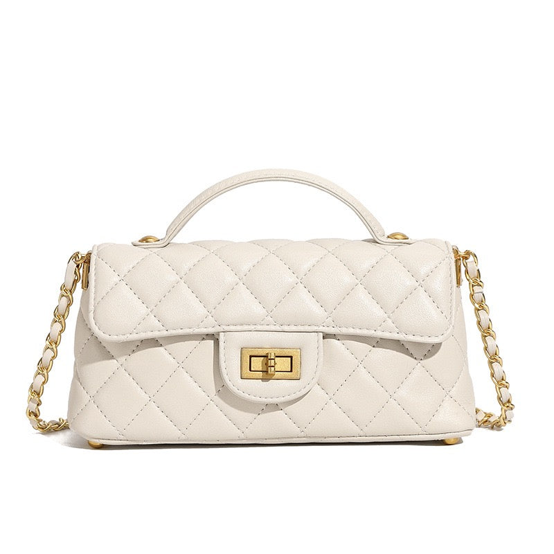 Women’s Genuine Leather Quilted Chain Shoulder Crossbody Bag