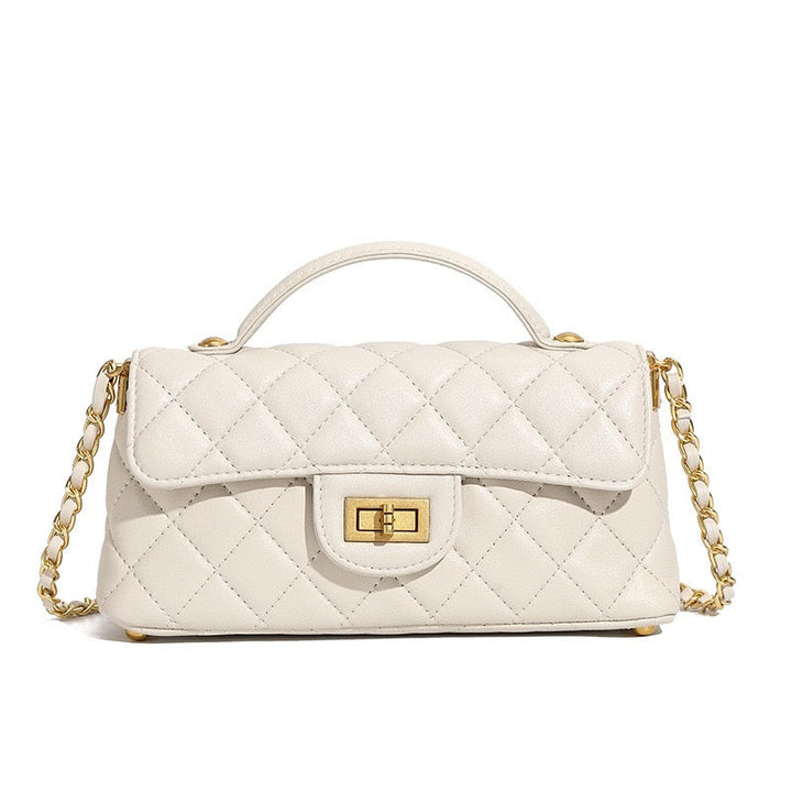 Women’s Genuine Leather Quilted Chain Shoulder Crossbody Bag