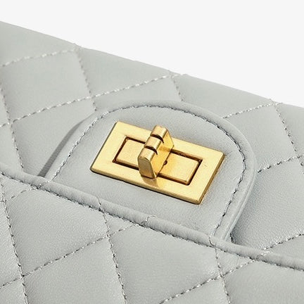 Women’s Genuine Leather Quilted Chain Shoulder Crossbody Bag