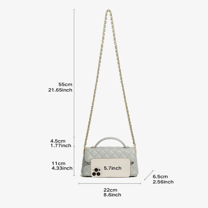 Women’s Genuine Leather Quilted Chain Shoulder Crossbody Bag
