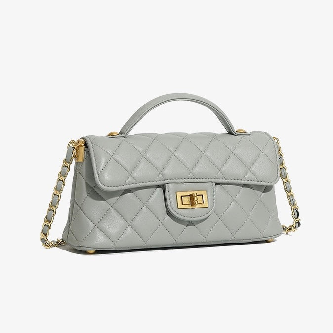 Women’s Genuine Leather Quilted Chain Shoulder Crossbody Bag
