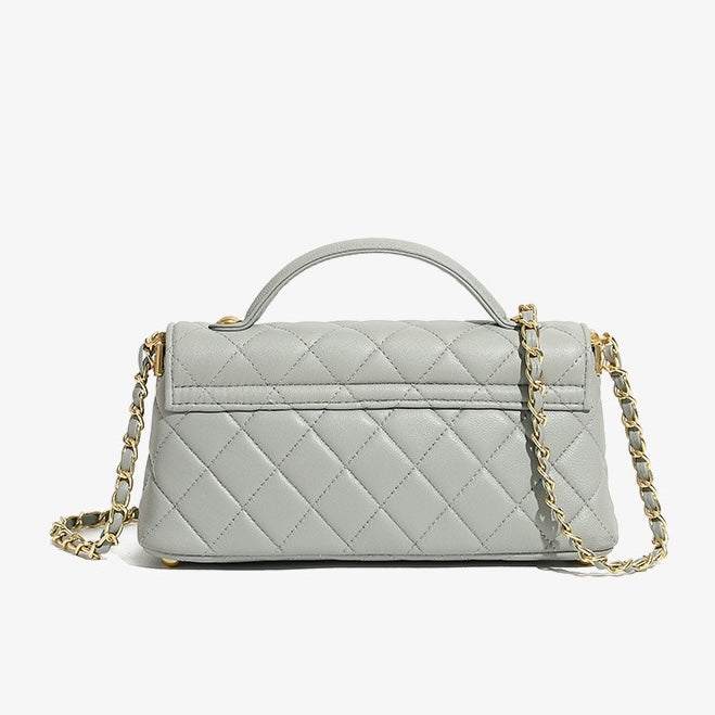 Women’s Genuine Leather Quilted Chain Shoulder Crossbody Bag