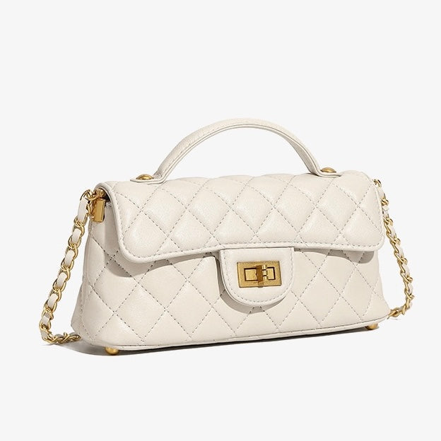 Women’s Genuine Leather Quilted Chain Shoulder Crossbody Bag