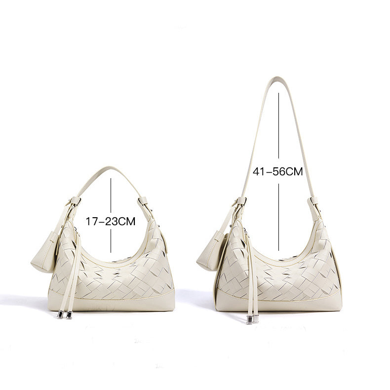Women’s Genuine Leather Woven Dumpling Shoulder & Crossbody Bag