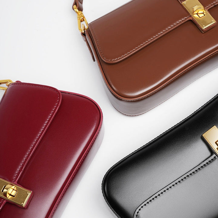 Women’s Genuine Leather Vintage Crossbody Shoulder Baguette Bag