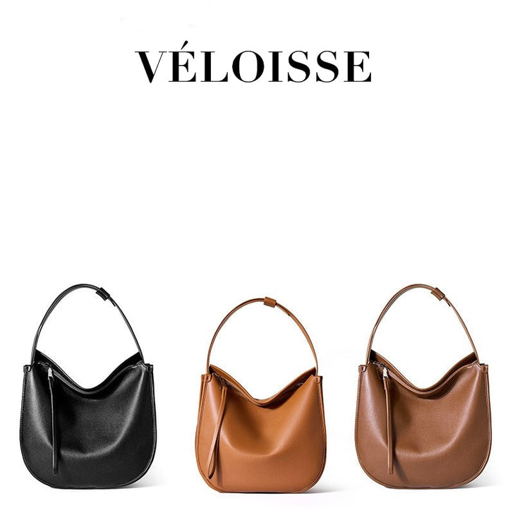 Women’s Genuine Leather Soft Tote Bag in Lazy Chic Style with Large Capacity