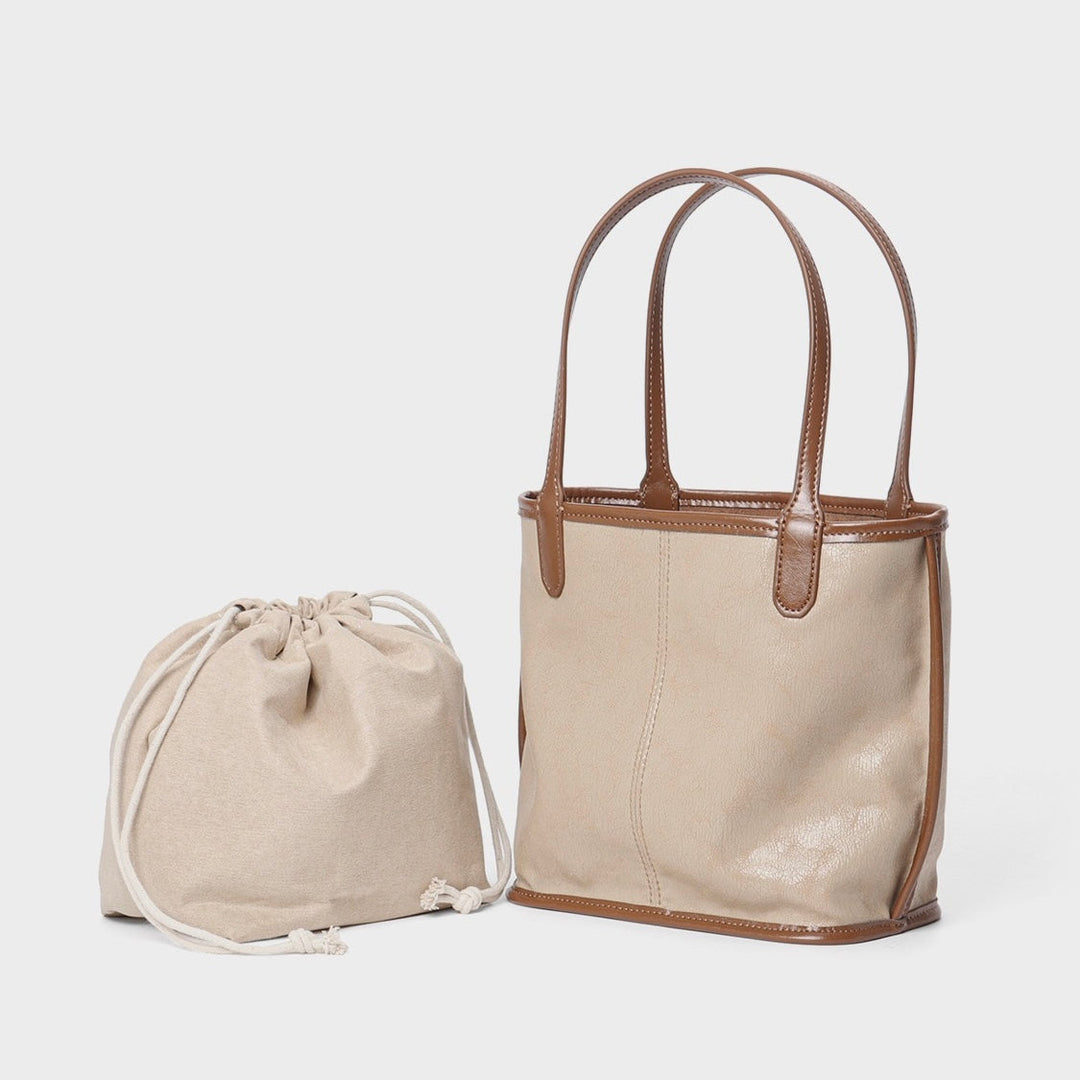 Women's Vintage Genuine Leather Tote with Pouch