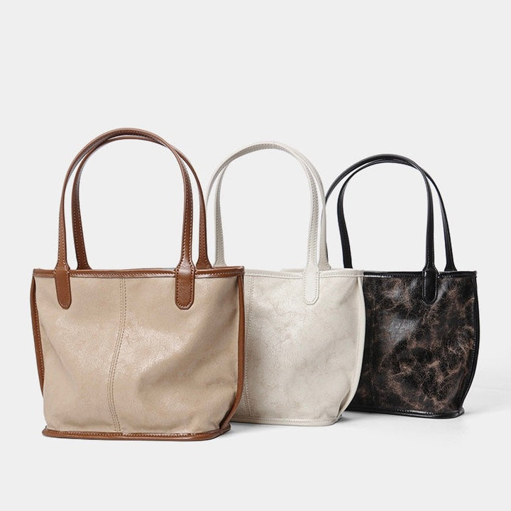 Women's Vintage Genuine Leather Tote with Pouch