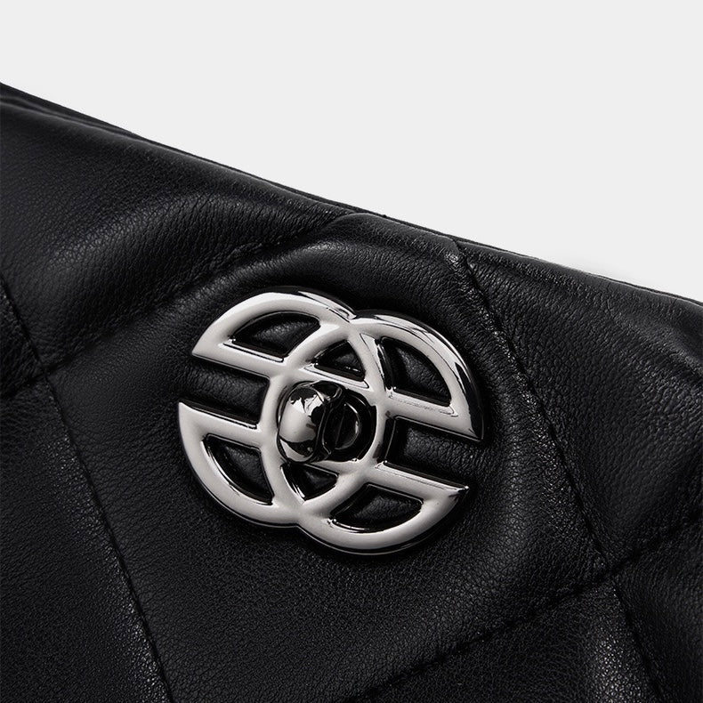 Classic Quilted Genuine Leather Bag - Luxury Chain Strap Tote with Mini Pouch