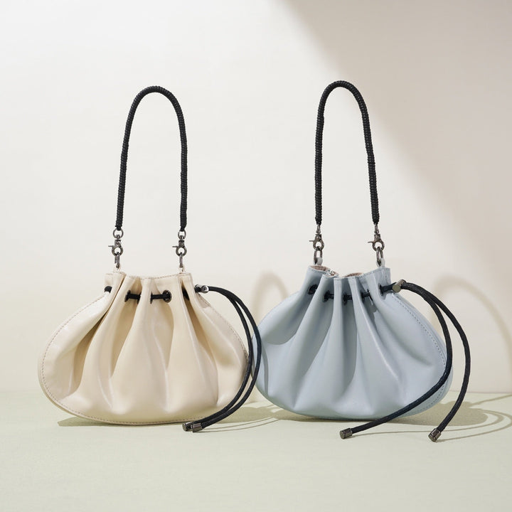 Women's Sheepskin Drawstring Small Handbag Crossbody Bag
