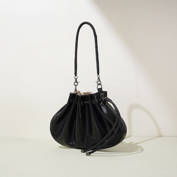 Women's Sheepskin Drawstring Small Handbag Crossbody Bag