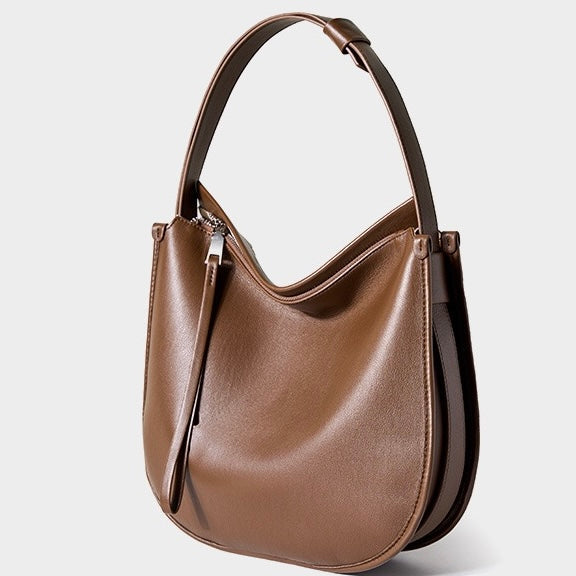Women’s Genuine Leather Soft Tote Bag in Lazy Chic Style with Large Capacity