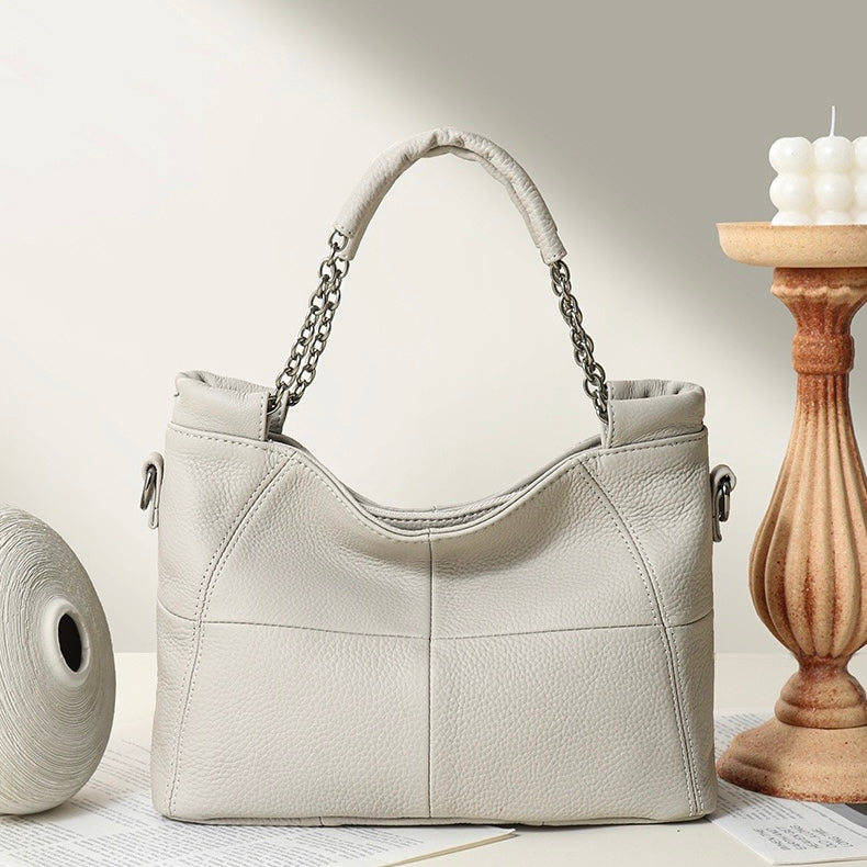 Luxury Chain Genuine Leather Handheld & Single-Shoulder Tote