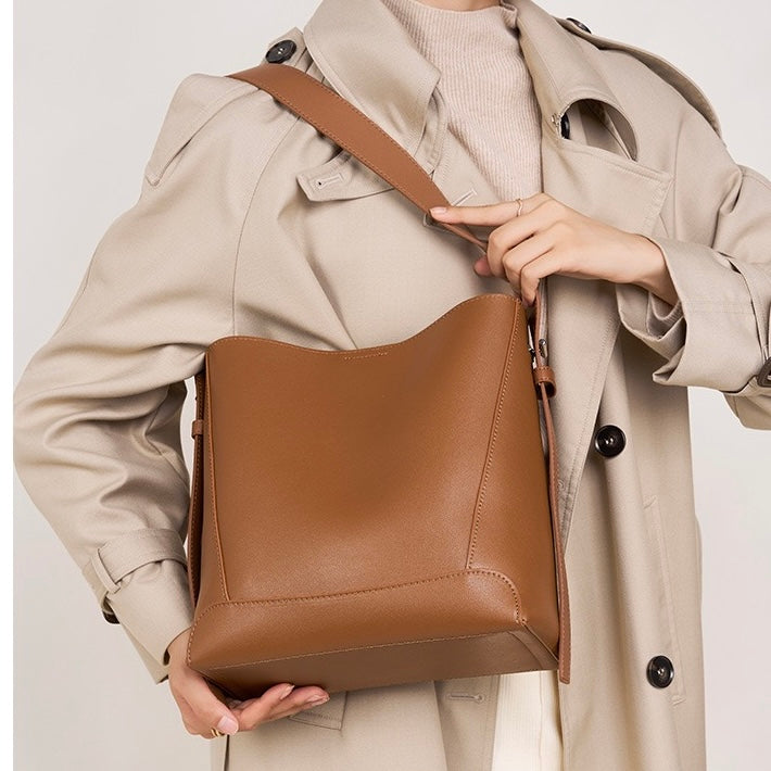 Women’s Genuine Leather Crossbody & Shoulder Oversized Bucket Bag