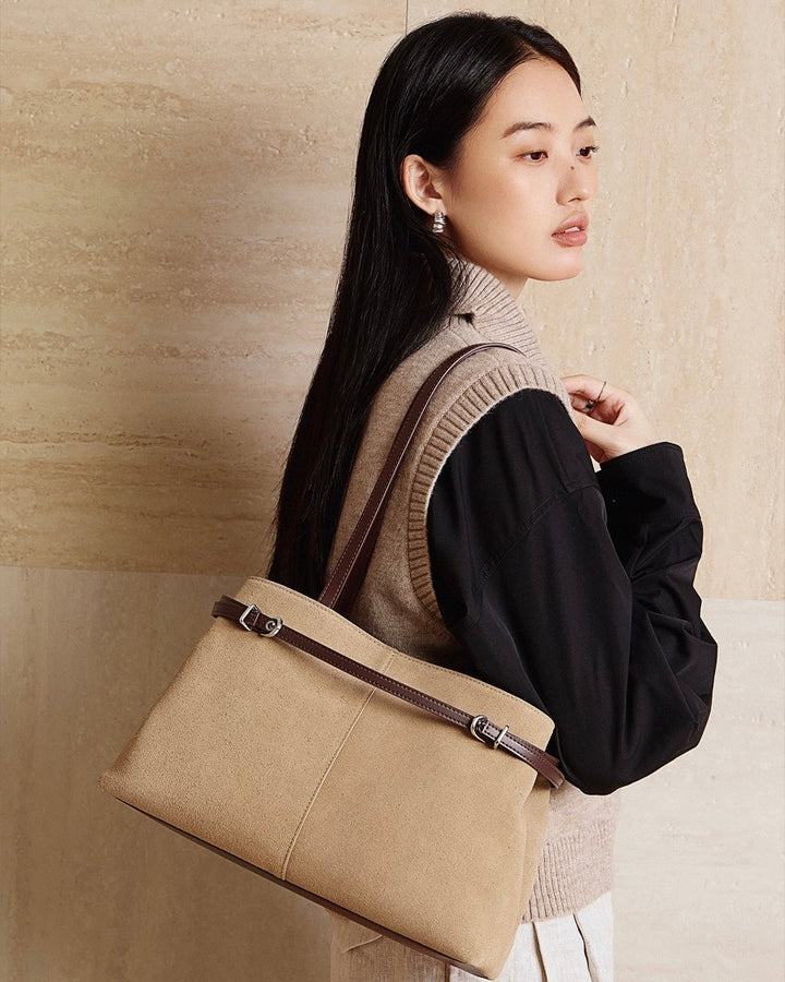 Retro Suede Large Capacity Genuine Leather Shoulder Bag