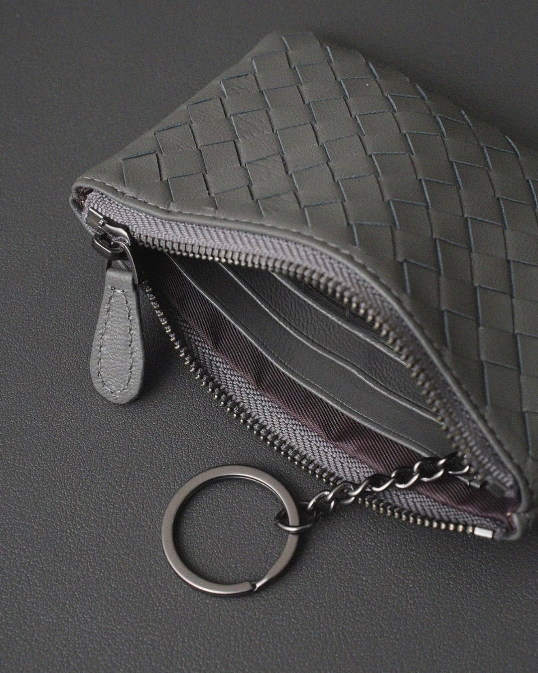 Handwoven Lambskin Key Fob & Card Wallet