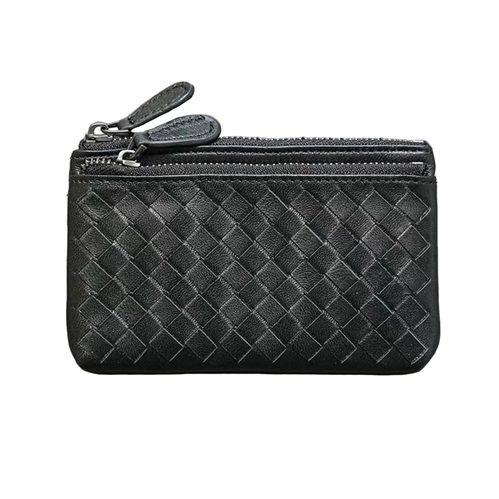 Handwoven Lambskin Double-Zip Key Wallet & Card Case