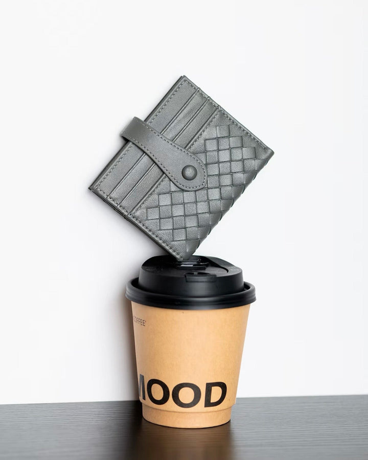 Woven Lamb Leather Multi-Card Wallet – Minimalist & Luxe