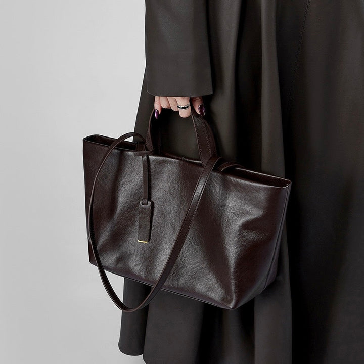 Women's Genuine Leather Vintage Soft Large-Capacity Crossbody Tote Bag
