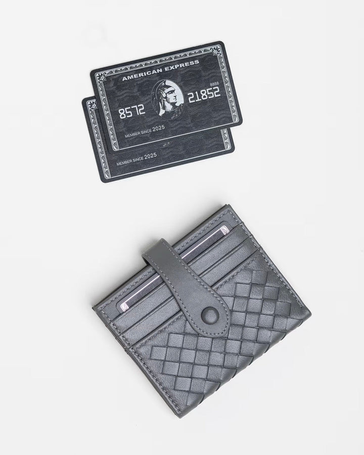 Woven Lamb Leather Multi-Card Wallet – Minimalist & Luxe