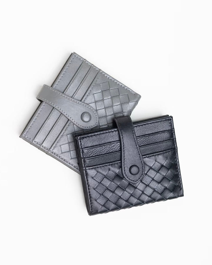 Woven Lamb Leather Multi-Card Wallet – Minimalist & Luxe