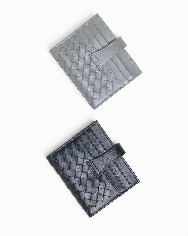 Woven Lamb Leather Multi-Card Wallet – Minimalist & Luxe