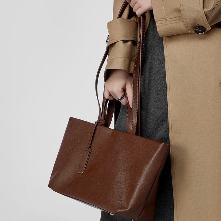 Women's Genuine Leather Vintage Soft Large-Capacity Crossbody Tote Bag
