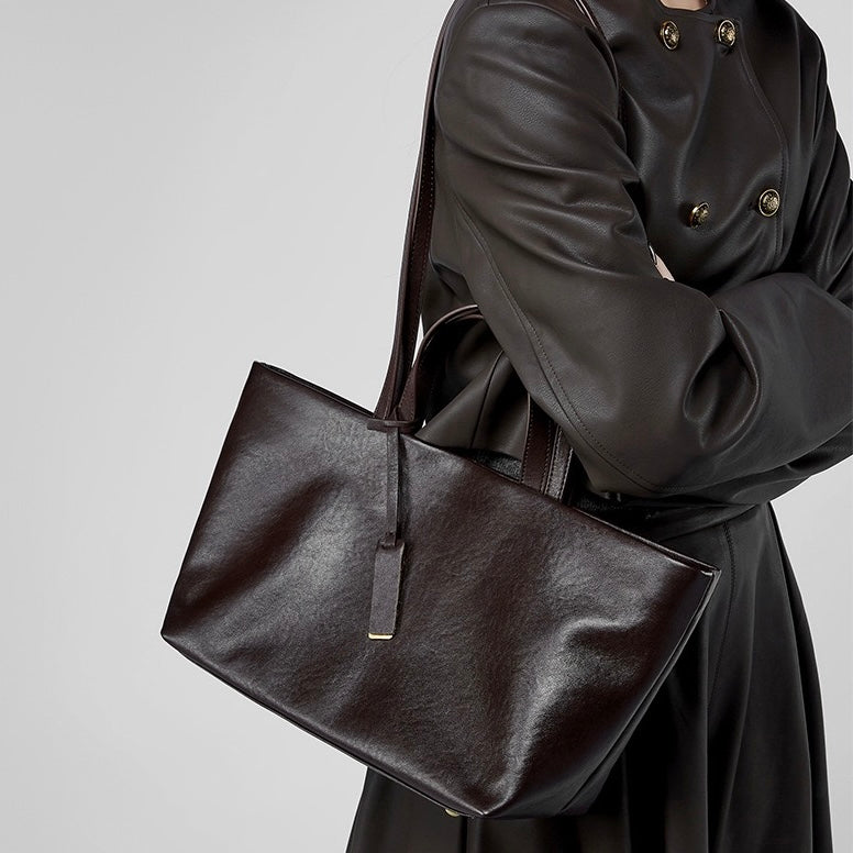 Women's Genuine Leather Vintage Soft Large-Capacity Crossbody Tote Bag