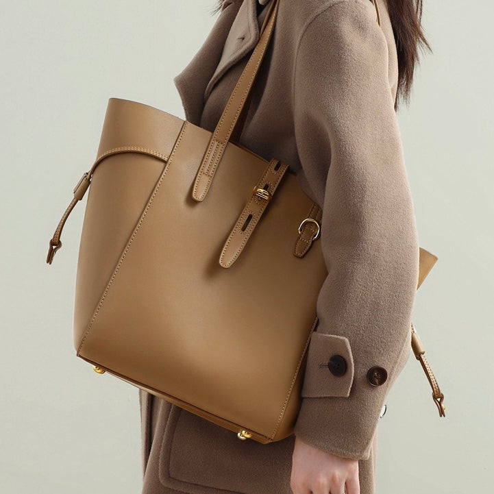 Women’s Genuine Leather Vintage Lock Buckle Tote Bag