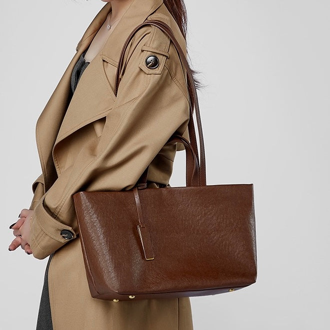 Women's Genuine Leather Vintage Soft Large-Capacity Crossbody Tote Bag