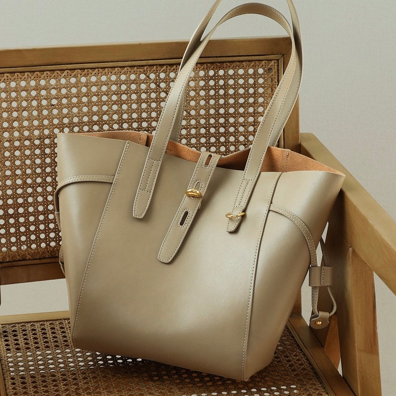 Women’s Genuine Leather Vintage Lock Buckle Tote Bag