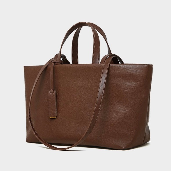 Women's Genuine Leather Vintage Soft Large-Capacity Crossbody Tote Bag