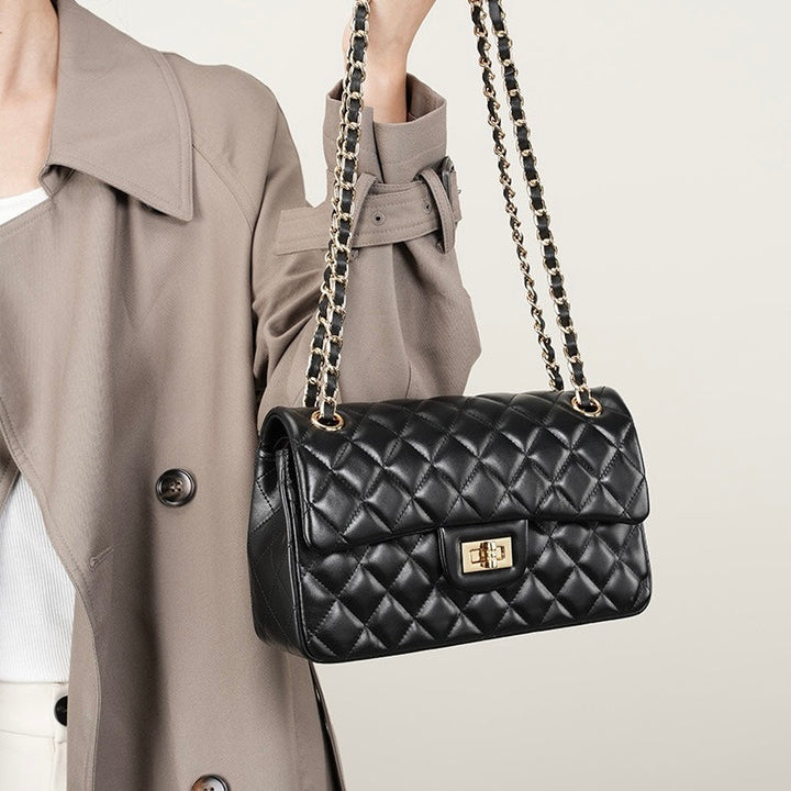 Inspired Quilted Women's Genuine Leather Shoulder Crossbody Bag