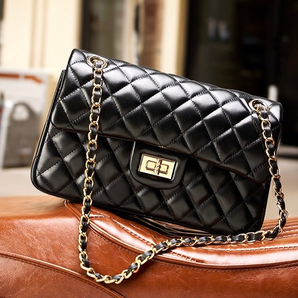 Inspired Quilted Women's Genuine Leather Shoulder Crossbody Bag