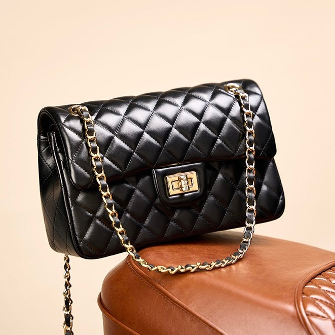 Inspired Quilted Women's Genuine Leather Shoulder Crossbody Bag