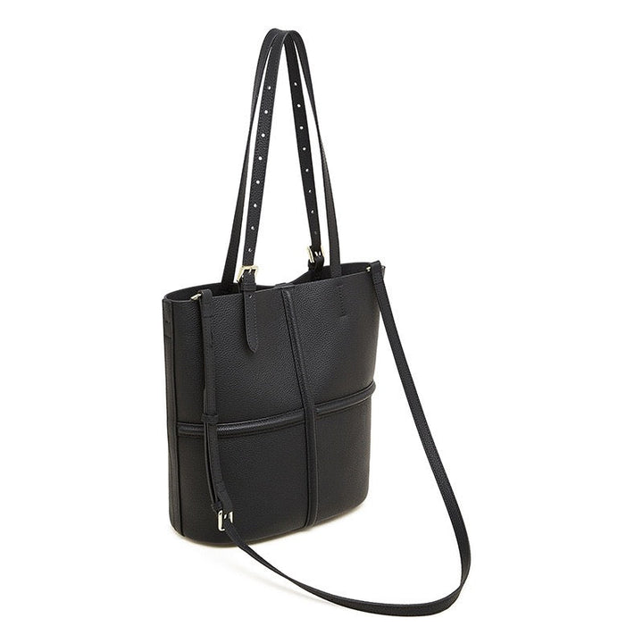 Women’s Luxury Genuine Leather Commuter Tote Bag with Inner Pouch