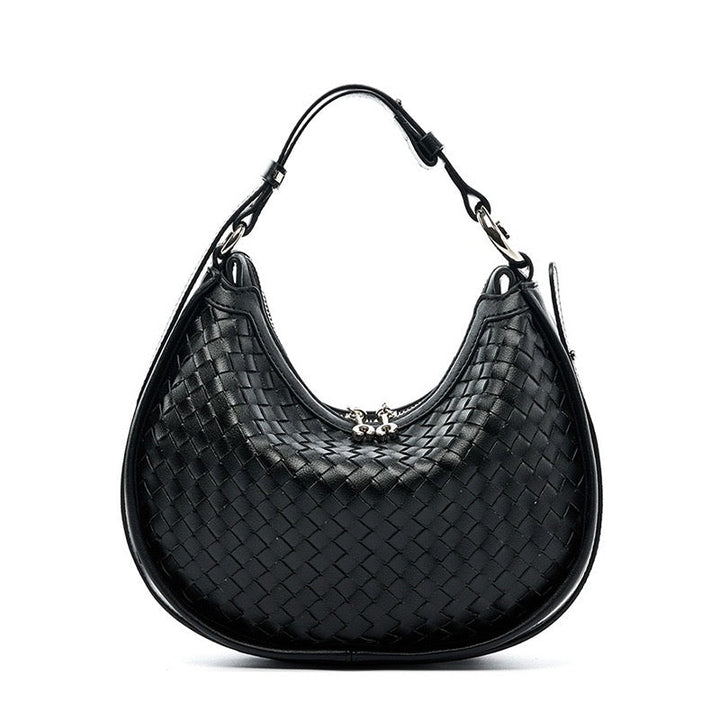 Exquisite Handwoven Women's Cowhide Crescent Moon Crossbody Bag