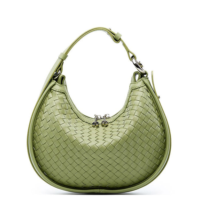 Exquisite Handwoven Women's Cowhide Crescent Moon Crossbody Bag