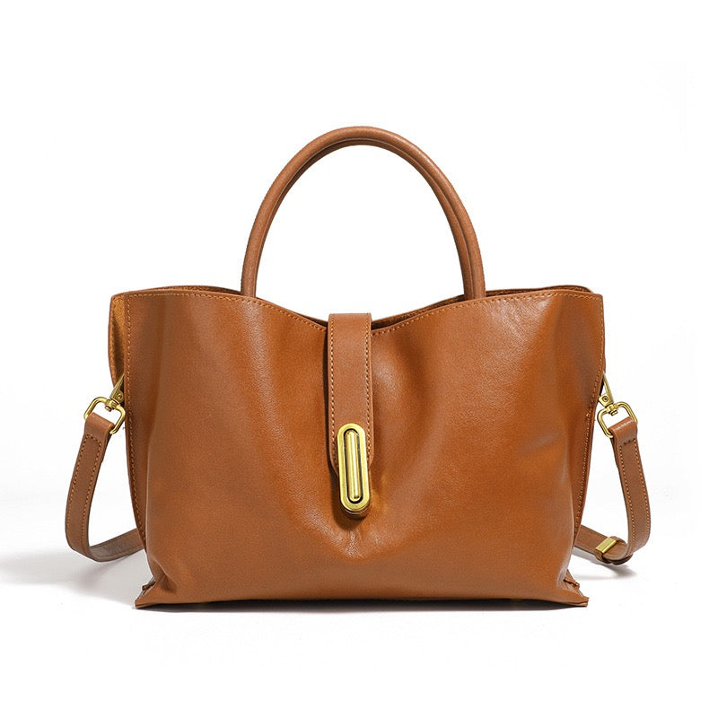 Women's Genuine Cowhide Niche Commuter Crossbody Tote