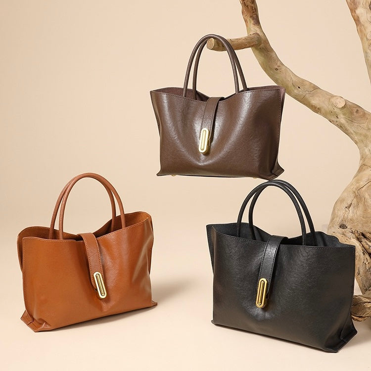 Women's Genuine Cowhide Niche Commuter Crossbody Tote
