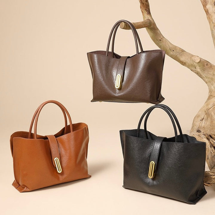 Women's Genuine Cowhide Niche Commuter Crossbody Tote