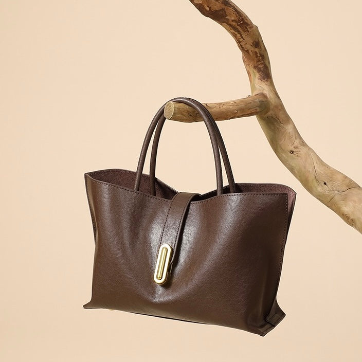 Women's Genuine Cowhide Niche Commuter Crossbody Tote