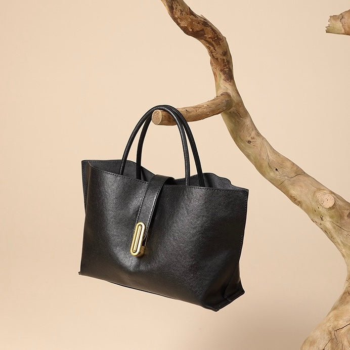 Women's Genuine Cowhide Niche Commuter Crossbody Tote